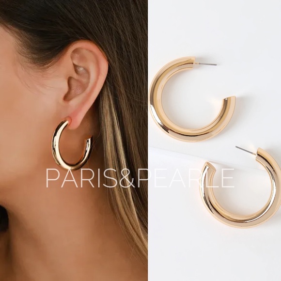 Jewelry - Katelyn Chunky Gold 1.5" Hoop Earrings